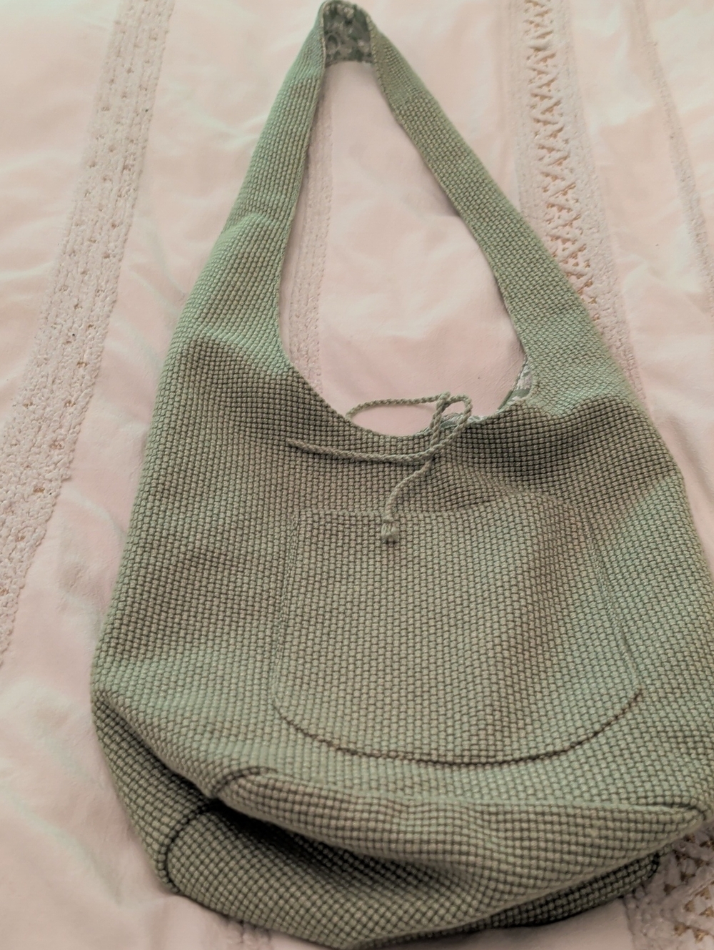 Textured Sage Green Shoulder Bag - Casual Everyday Tote
